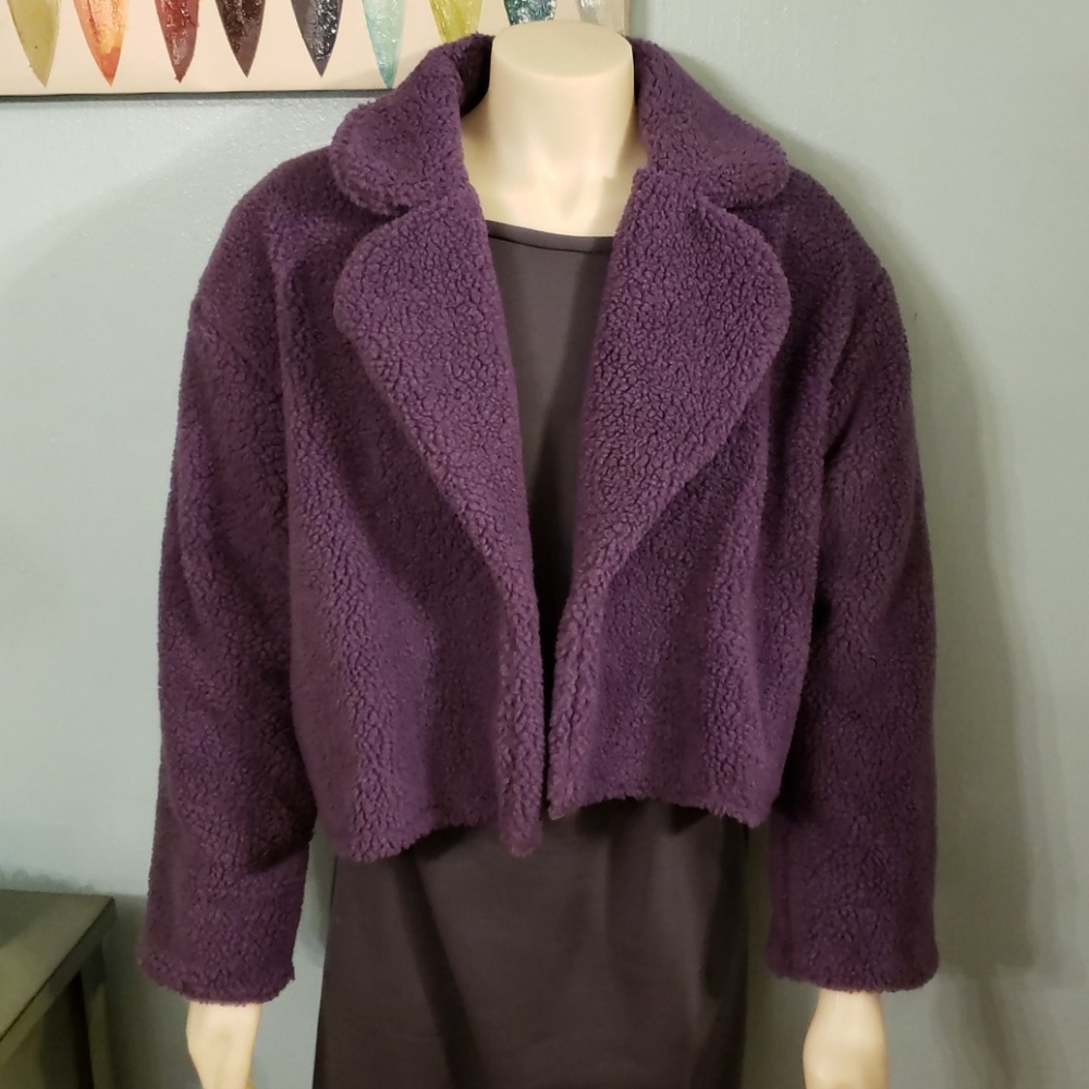 Cropped Purple Teddy Coat